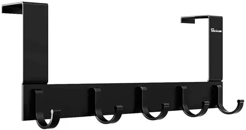 Miniatura 7 de Ganchos de puerta para colgar en la puerta, organizador de aluminio para toallas, soporte para baño Kithchen, 5 ganchos para colgar sobre la puerta