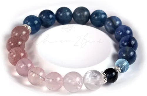 Miniatura 126 de Precious Gemstone Natural Crystal Healing Bracelet, Rutilated Quartz, Moonstone, Quartz Handmade Original Design Bracelet