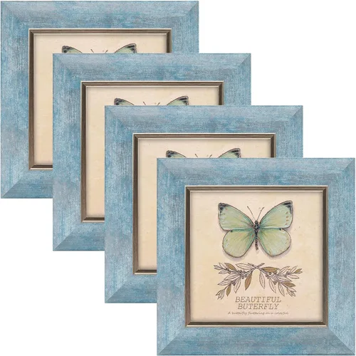Miniatura 25 de XUANLUO Juego de 4 marcos de fotos de 4x6, estilo rústico retro con cubierta de plástico HD para montaje en pared y exhibición en mesa, regalo