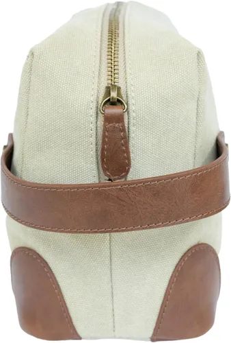 Miniatura 3 de Vetelli Bolsas de aseo de lona vintage, viaje con estilo, kits de lona impermeable Dopp, duraderas (Marco), Beige, Neceser