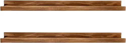 Miniatura 21 de Estantes flotantes negros para pared de 24 pulgadas con reborde, repisa moderna para cuadros, estantes de pared para fotos, decoración