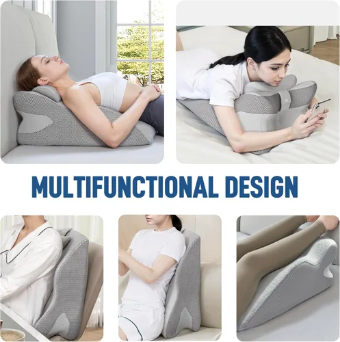 Miniatura 5 de Almohada de lectura de cuña de espuma viscoelástica para cama, almohada ergonómica para adultos con reposacabezas ajustable, almohada de cama