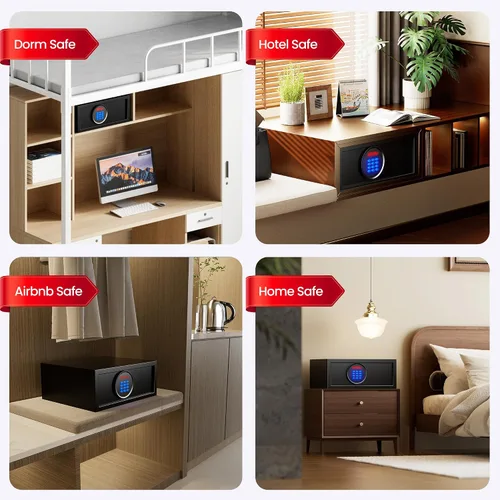 Miniatura 6 de KornerBatl Caja fuerte de hotel de 19.4 libras con contraseña del administrador, caja fuerte para el hogar con modo silencioso y LED, caja fuerte