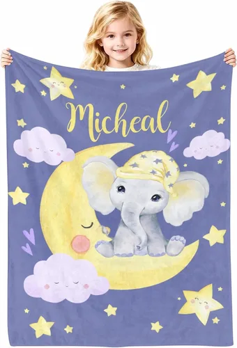 Miniatura 30 de Manta de bebé personalizada con nombre, cobijas de franela suaves y personalizadas con diseño de animales para recién nacidos, niños y niñas