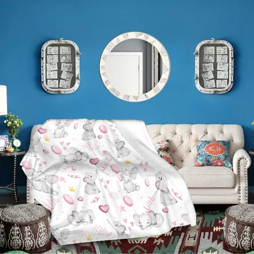 Miniatura 6 de Manta de elefante con globos, manta de franela súper suave y ligera para niños, adultos, adecuada para sofá, cama, campamento, viajes, todas