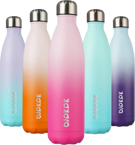 Miniatura 78 de BJPKPK Botellas de agua de acero inoxidable con aislamiento de 17 onzas, mantiene el frío y el calor, brillante oro rosa Oro rosa brillante