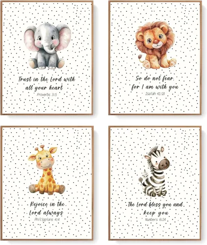 LARTSFRO Decoración de pared de la Biblia de animales para niños, elefantes, leones, jirafas, cebras, decoración bohemia para guardería, dormitorio