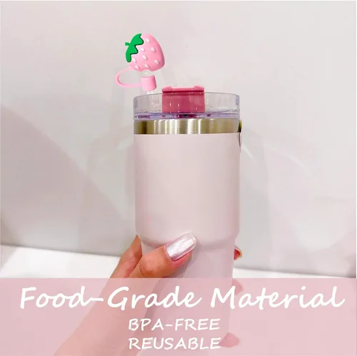 Miniatura 2 de 6 fundas de popote compatibles con vasos Stanley de 40/30 onzas, reutilizables y bonitos protectores de tapas de silicona para popotes Stanleys
