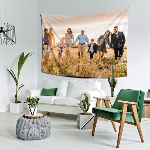 Nsipan Tapiz personalizado para subir imágenes, texto fotográfico, decoración de pared, colección de collage de dormitorio, decoración de