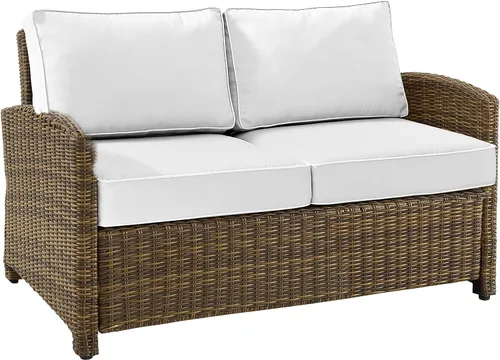 Miniatura 13 de Crosley Furniture KO70022WB-NV Bradenton Sofá biplaza de mimbre para exteriores, marrón con cojines azul marino