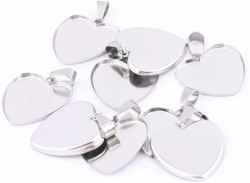 Miniatura 3 de 40 unidades de 0.972 in con ajustes de cabujón de corazón de acero inoxidable Bisel Colgante Bandejas DIY Neclace Base en blanco para suministros