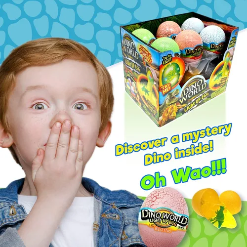 Miniatura 6 de JA-RU Slime - Huevos de dinosaurio con luces, 4 huevos surtidos, incluye dinosaurio sorpresa, limo de neón, luces intermitentes, juguetes de Pascua