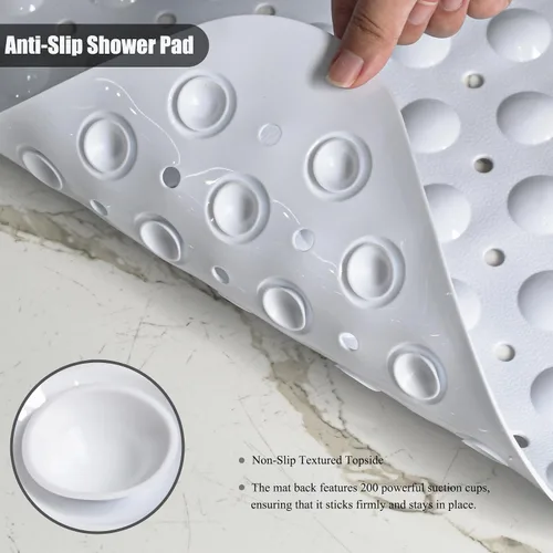 Miniatura 5 de Tapetes para bañera y ducha, tapete de baño antideslizante de 28 x 15 pulgadas, tapete para bañera lavable a máquina con ventosas y orificios