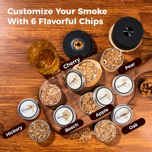 Miniatura 6 de Kit de Ahumador Eléctrico para Whisky Smokpub con Encendido Integrado, Sin Necesidad de Butano, Kit de Ahumador de Cócteles Recargable con 6