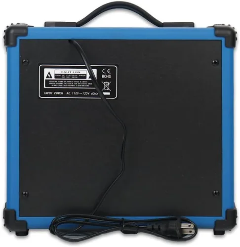 Miniatura 6 de Amplificador de Guitarra Bajo Eléctrico Azul Oscuro de 20W Portátil de Viaje Mini Amplificador de Práctica Conector para Auriculares Aux Agudos