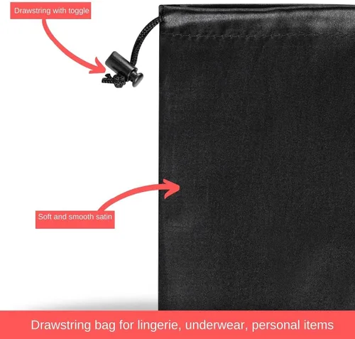 Miniatura 6 de PALTERWEAR Bolsas de satén lisas con cordón y palanca para artículos delicados - Lencería, pelucas, zapatos, seda (negro, 7 x 9 pulgadas)