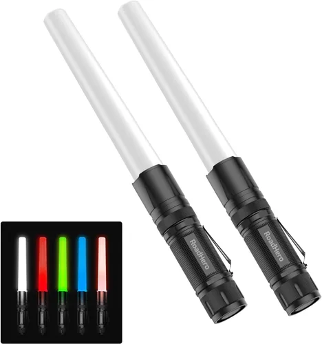 Miniatura 2 de RoadHero Paquete de 2 linternas LED multicolor de 12 pulgadas para control de tráfico, 4 colores en 1, luz de señal de seguridad para versión