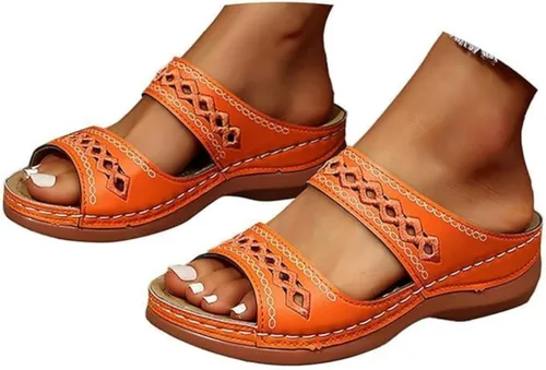 Miniatura 7 de Sandalias de verano elegantes para mujer, planas, bonitas, informales, para playa, cómodas, ortopédicas, sin cordones, sandalias ortopédicas