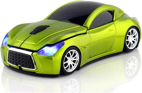 Miniatura 8 de Ai5G Ratón de coche de carreras inalámbrico Ratón en forma de coche deportivo 2.4GHz Luz LED Decoración de superficie brillante Escritorio Portátil