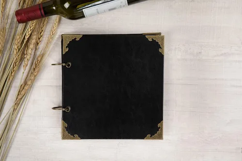 Miniatura 2 de Álbum de fotos de 8 x 8 pulgadas de cuero con tapa dura, 80 páginas de papel artesanal en blanco, álbum de recortes DIY para bodas y aniversarios