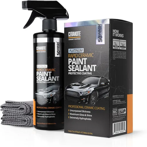 CERAKOTE® Platinum Rapid Ceramic Paint Sealant Spray - 14 oz. / 414 ml - Clasificación de 50 lavados - Máximo brillo y lustre – Extremadamente