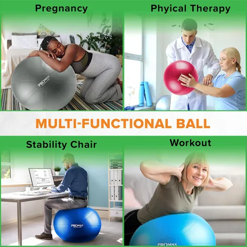 Miniatura 6 de SmarterLife PRO MAX - Pelota de entrenamiento para fitness, yoga, equilibrio, estabilidad o parto para embarazo y parto, ideal como silla de pelota