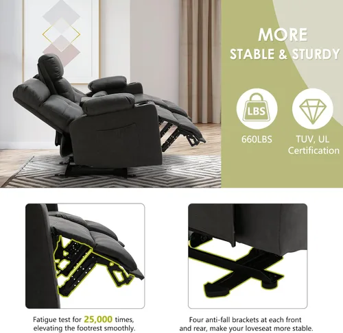 Miniatura 5 de Sofá Biplaza Reclinable Eléctrico con Consola, Sofá Biplaza Reclinable Eléctrico con Calor y Masaje, Reposapiés Extendido, Sofá Biplaza Reclinable