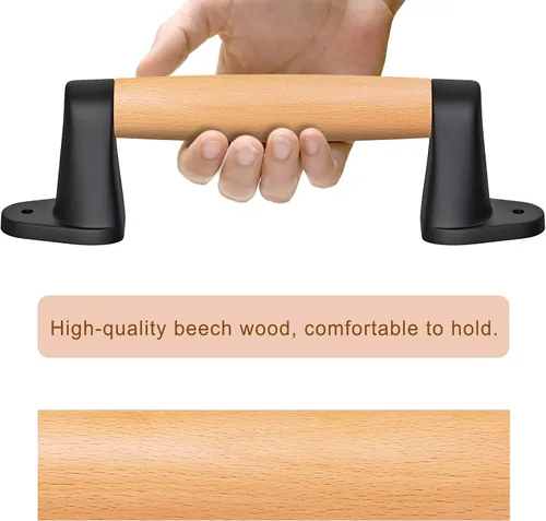 Miniatura 3 de SELEWARE Manija de madera para puerta de granero de 9 pulgadas, para valla, puerta de granero, armario, cobertizos para puertas correderas, Soportes