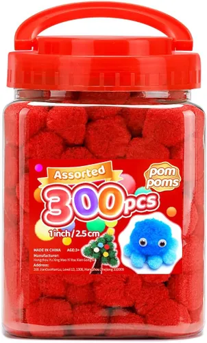 Miniatura 7 de Iooleem Pompones rosados – Tamaño surtido, 1200 piezas con ojos móviles, opciones de purpurina, perfectos para artes y manualidades