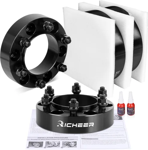 Miniatura 8 de Richeer Espaciador de rueda de 1.5 pulgadas, 6 x 5.5 para Tacoma 1995-2023 con tuercas extensibles, 4 espaciadores de rueda centrados en cubo