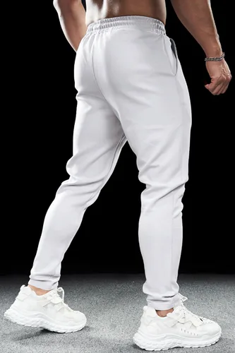 Miniatura 5 de GINGTTO Pantalones deportivos para hombre Slim Fit Gris Algodón con Bolsillos