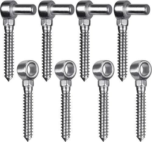 Miniatura 8 de Insaga Bisagras de puerta de acero inoxidable 304 para cercas de madera, bisagra de ojo de tornillo de una pieza resistente con diámetro de orificio