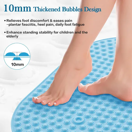 Miniatura 4 de Alfombra de Silicona Antideslizante para Bañera y Ducha, Alfombra Antideslizante para Piso de Ducha con Masaje de Burbujas de 27 x 15 Pulgadas