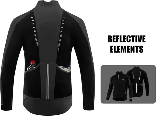 Miniatura 2 de BALEAF Chaqueta de invierno para hombre, para ciclismo, correr, resistente al viento, para ciclismo, ciclismo, clima frío, bolsillos cálidos