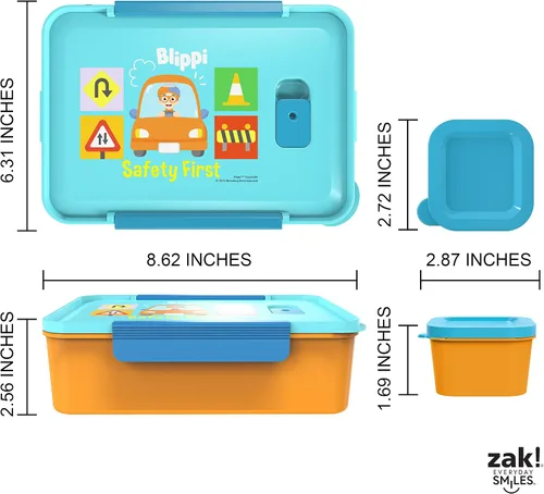 Miniatura 6 de Zak Designs Blippi Caja Bento de plástico reutilizable con sello a prueba de fugas, asa de transporte, ventilación de vapor para microondas
