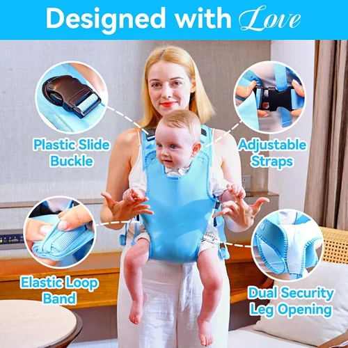 Miniatura 3 de Portabebés, cabestrillo ajustable de doble uso para bebés, soporte portabebés de pecho con mochila con cordón para recién nacidos a niños pequeños