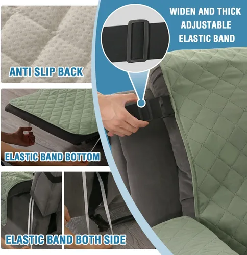 Miniatura 4 de H.VERSAILTEX Funda de sofá reclinable 100% impermeable con bolsillo para 2 asientos, antideslizante, suave, lavable, protector de muebles