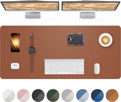 Miniatura 14 de Tapete protector para escritorio y mouse, antideslizante, de piel sintética, tapete impermeable de escritura para laptop, para oficina y hogar