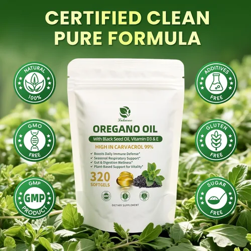 Miniatura 8 de Aceite de orégano 5 en 1 con aceite de semilla negra, 99% Carvacrol Thymoquinone 320 cápsulas de aceite de orégano orgánico, vitamina