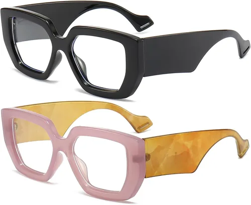 Miniatura 14 de AIEYEZO Gafas de luz azul con marco grueso para hombres y mujeres, gafas cuadradas de moda para computadora, antifatiga ocular y previenen el dolor