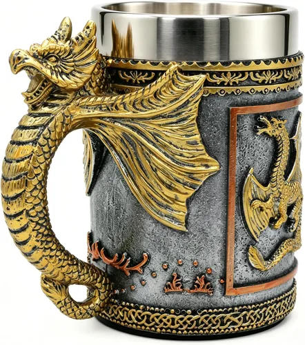 Miniatura 6 de alikiki Medieval DND Dragon Beer Mug - 20 FL oz Dragon Game Mug Stainless Tankard Dungeons and Dragons Gifts for Men GOT Lovers Collector