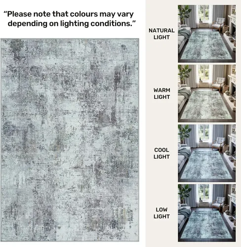 Miniatura 6 de GLN Rugs Contemporary Collection - Alfombra de felpilla lavable a máquina, contemporánea, antideslizante, de pelo corto, alfombra de felpilla