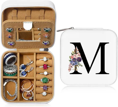 Parima Organizador de joyas de viaje para mujeres y niñas, mini estuche de joyería de viaje, organizador de anillos, organizador de collares,