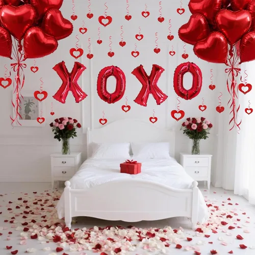 Miniatura 4 de 62 globos XOXO en forma de corazón rojo con decoración colgante de corazón para decoración de San Valentín, boda, fiesta