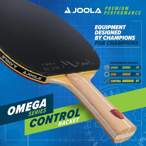 Miniatura 2 de JOOLA Omega Control - Paleta de ping pong de rendimiento en torneos - Raqueta de tenis de mesa para entrenamiento avanzado con mango expandido