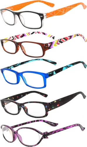 Miniatura 15 de OWL Readers - Paquete de 5 lentes de lectura elegantes para mujer con hermosos patrones para mujer, bisagra de resorte de lujo, aspecto elegante 5158