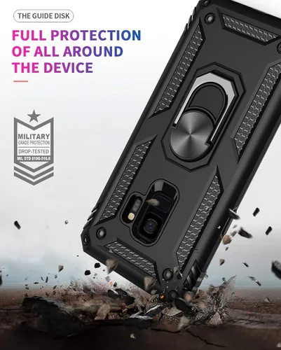 Miniatura 7 de Androgate Funda para Samsung Galaxy S9 con Protectores de Pantalla HD, Soporte Kickstand con Anillo de Metal de Grado Militar Probado Resistente a