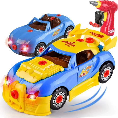 Miniatura 6 de Liberty Imports Vehículos de juguete desmontables con taladro eléctrico, sonidos y luces. Construye tus propios kits de construcción STEM para niños