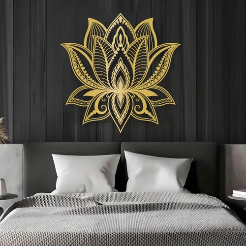 Miniatura 5 de Arte de pared de mandala, arte de pared de metal con flor de loto, decoración de pared de mandala de metal grande, arte de pared de mandala de loto