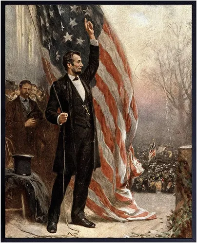 Abraham Abe Lincoln - Póster artístico de la bandera estadounidense, regalo patriótico de 8 x 10 pulgadas para hombres, republicanos, conservadores,